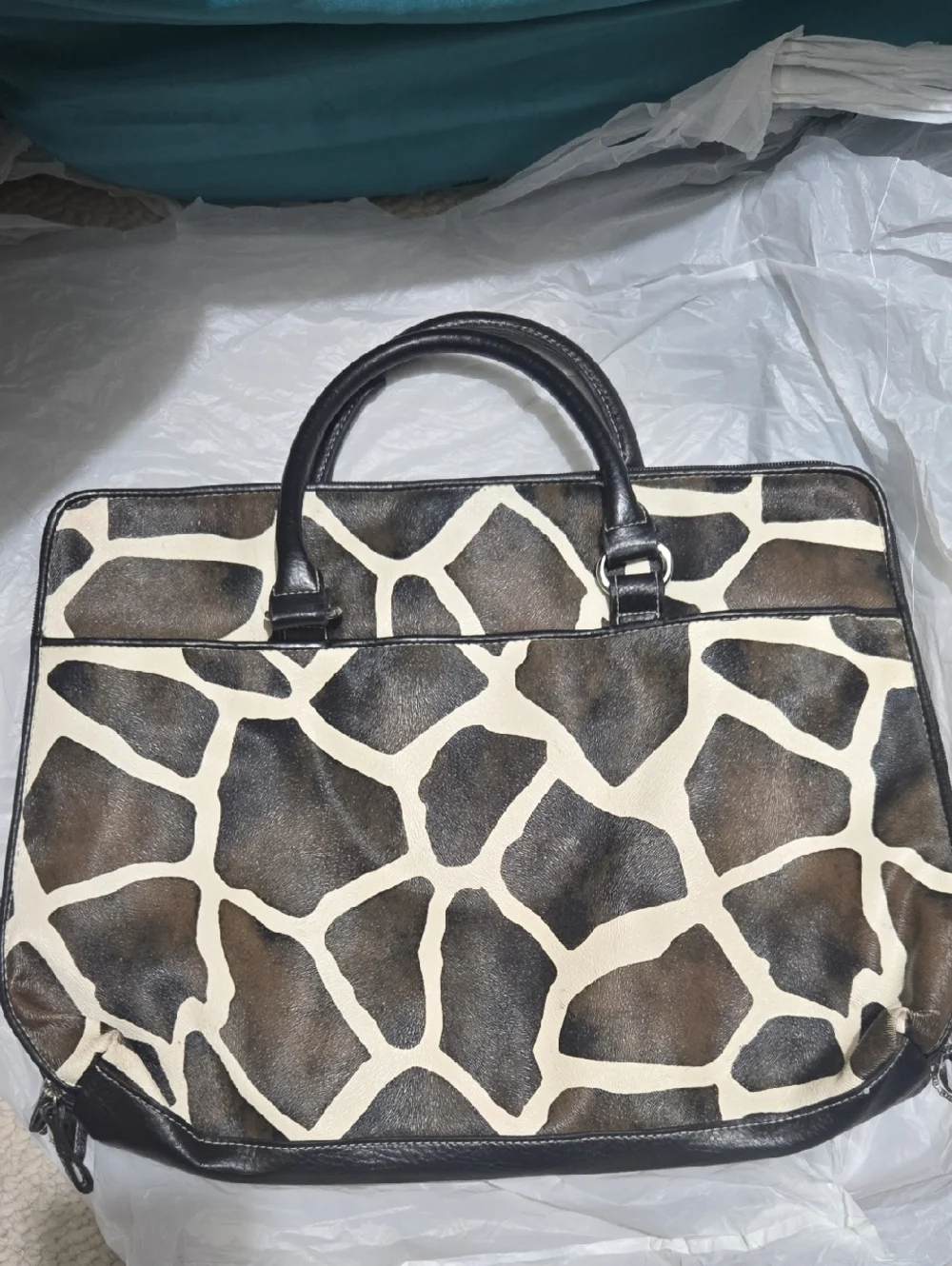 Bueno Brown & Cream Giraffe-Print Laptop Bag